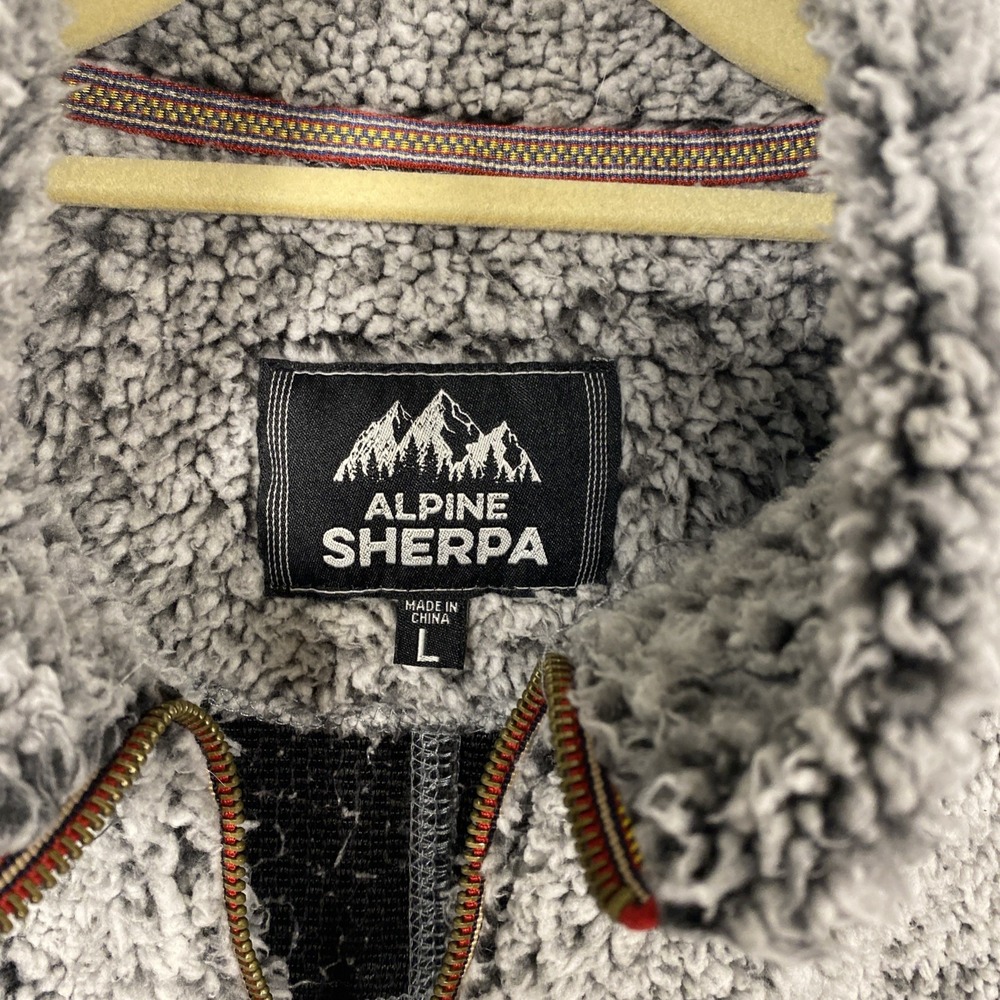 Alpine Sherpa Women's 1/4 Zip‎ Pullover Warm Furry Shirt Jacket Grey Black L P1 - Picture 3 of 5